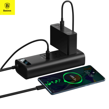Inversor de corriente de 150 W, USB, Tipo C, pantalla LCD, para auto y camioneta-Baseus