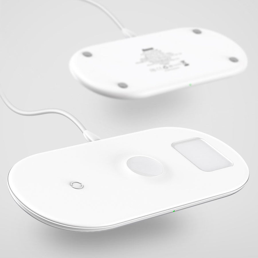 Cargador Qi inalámbrico de escritorio 3 en 1, iPhone, iWatch, AirPods, Baseus