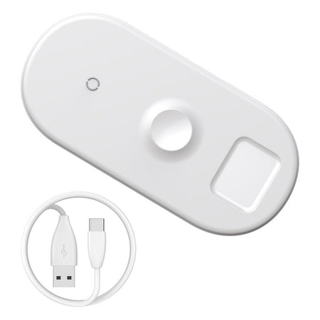 Cargador Qi inalámbrico de escritorio 3 en 1, iPhone, iWatch, AirPods, Baseus